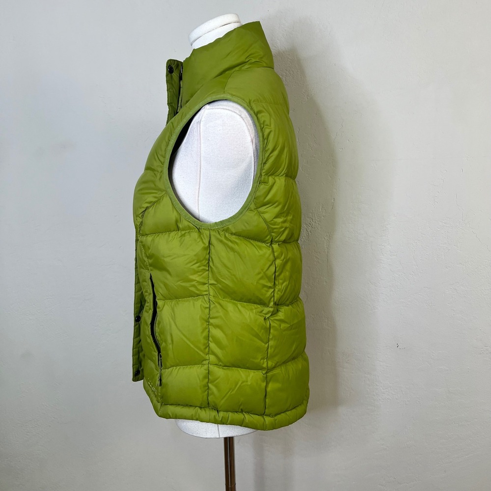 LL Bean Womens Small Lime Green Goose Down Quilted Puffer Vest Snap Front 276563 - Picture 3 of 8